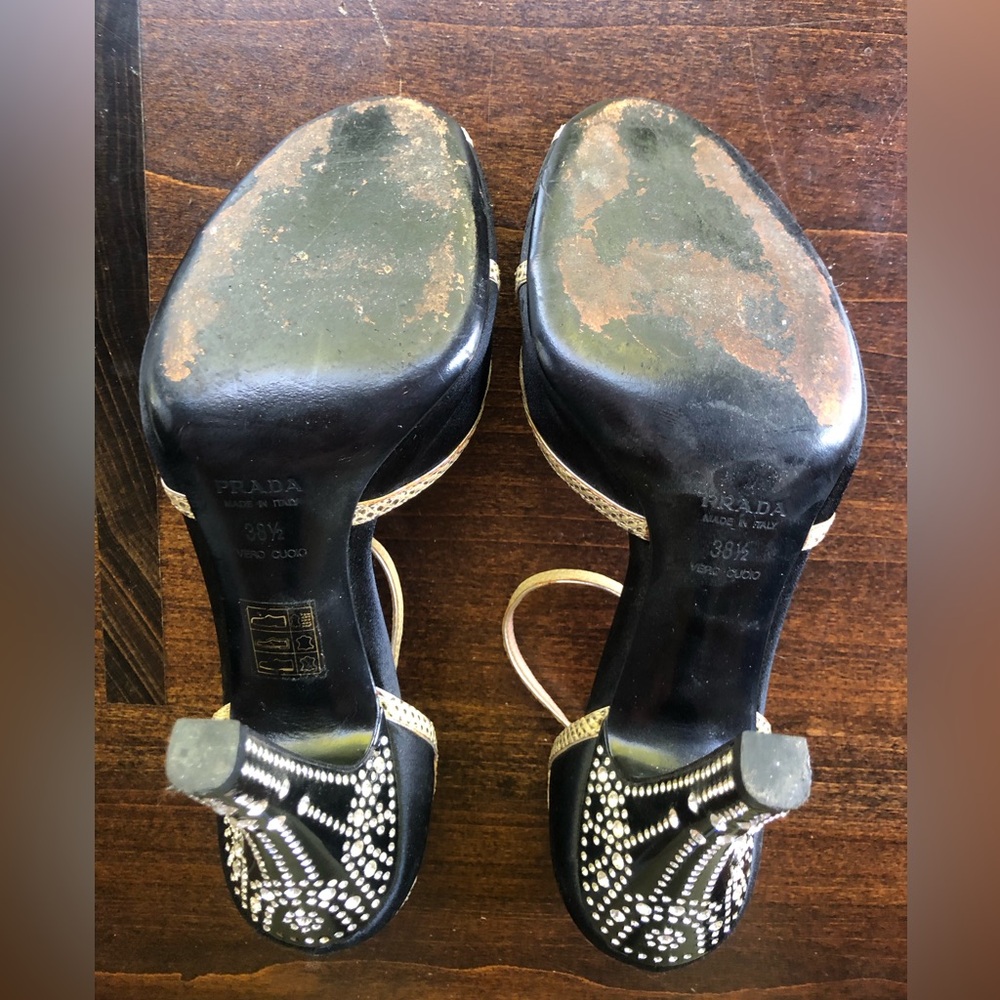 Prada Satin Peep-Toe Stiletto With Python Detaili… - image 7